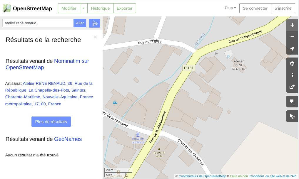Localisation de
                l'ATELIER RENÉ RENAUD sur le Open Strret Map